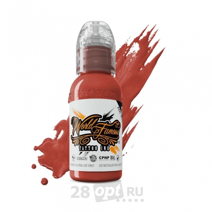 Уцененный товар Краска для художественной татуировки World Famous Tattoo Ink, Oleg Brick Red, 30 мл