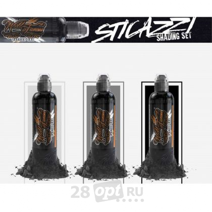 Сет красок для художественной татуировки World Famous Tattoo Ink, Sticazzi Shading Set, 3 цвета, 240 мл