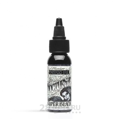 Краска для художественной татуировки Nocturnal Tattoo Ink, Super Black, 30 мл